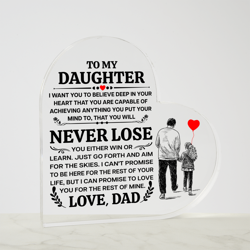 TO MY DAUGHTER PROMISE HEART ACRYLIC PLAQUE