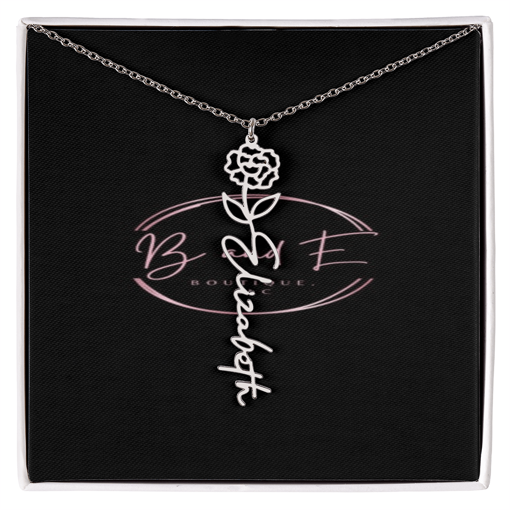 Personalized Name Necklace with birth month flower