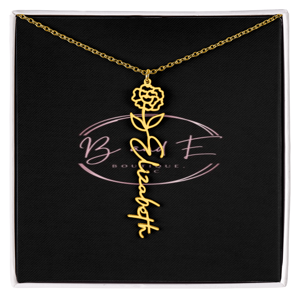 Personalized Name Necklace with birth month flower