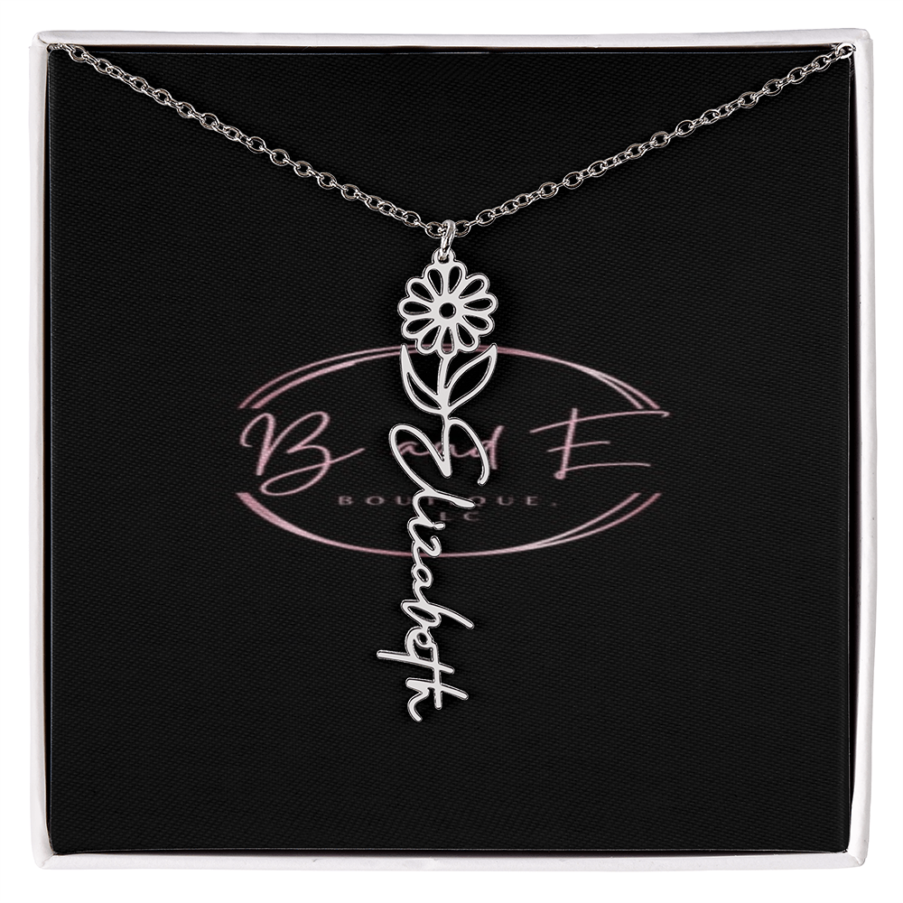 Personalized Name Necklace with birth month flower