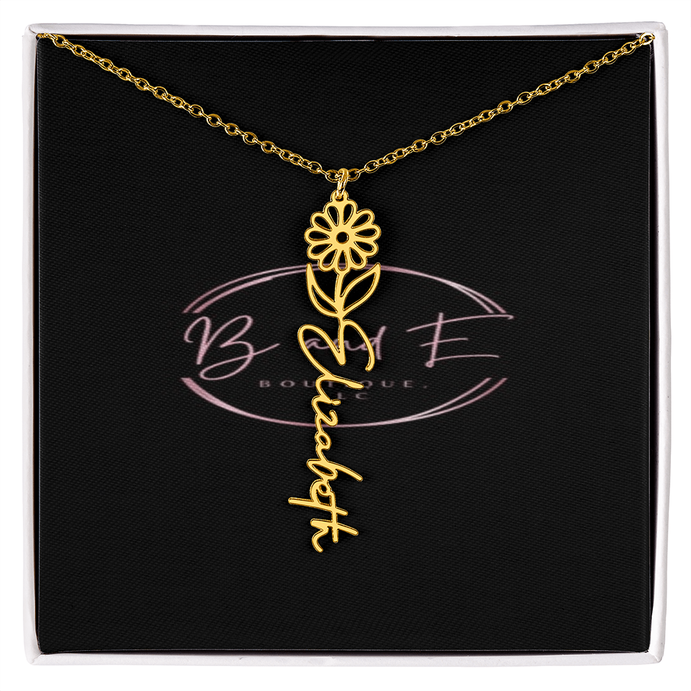 Personalized Name Necklace with birth month flower