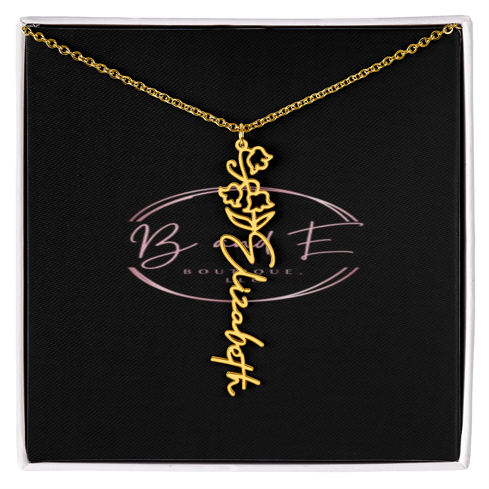 Personalized Name Necklace with birth month flower