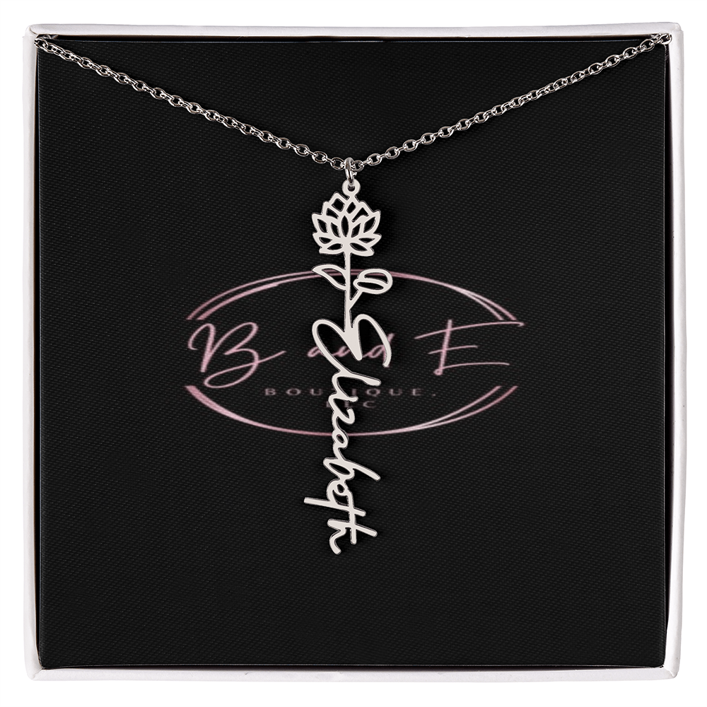 Personalized Name Necklace with birth month flower
