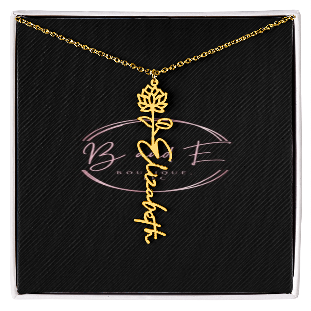 Personalized Name Necklace with birth month flower