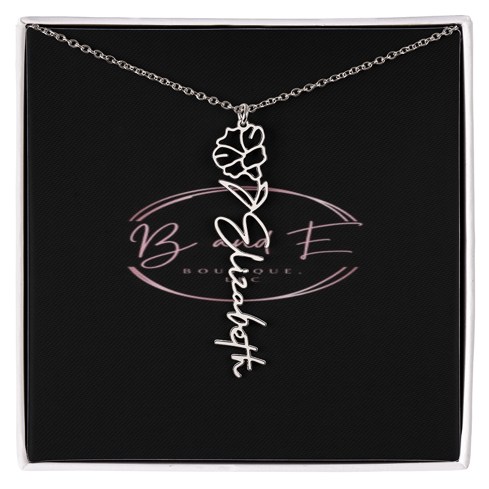 Personalized Name Necklace with birth month flower