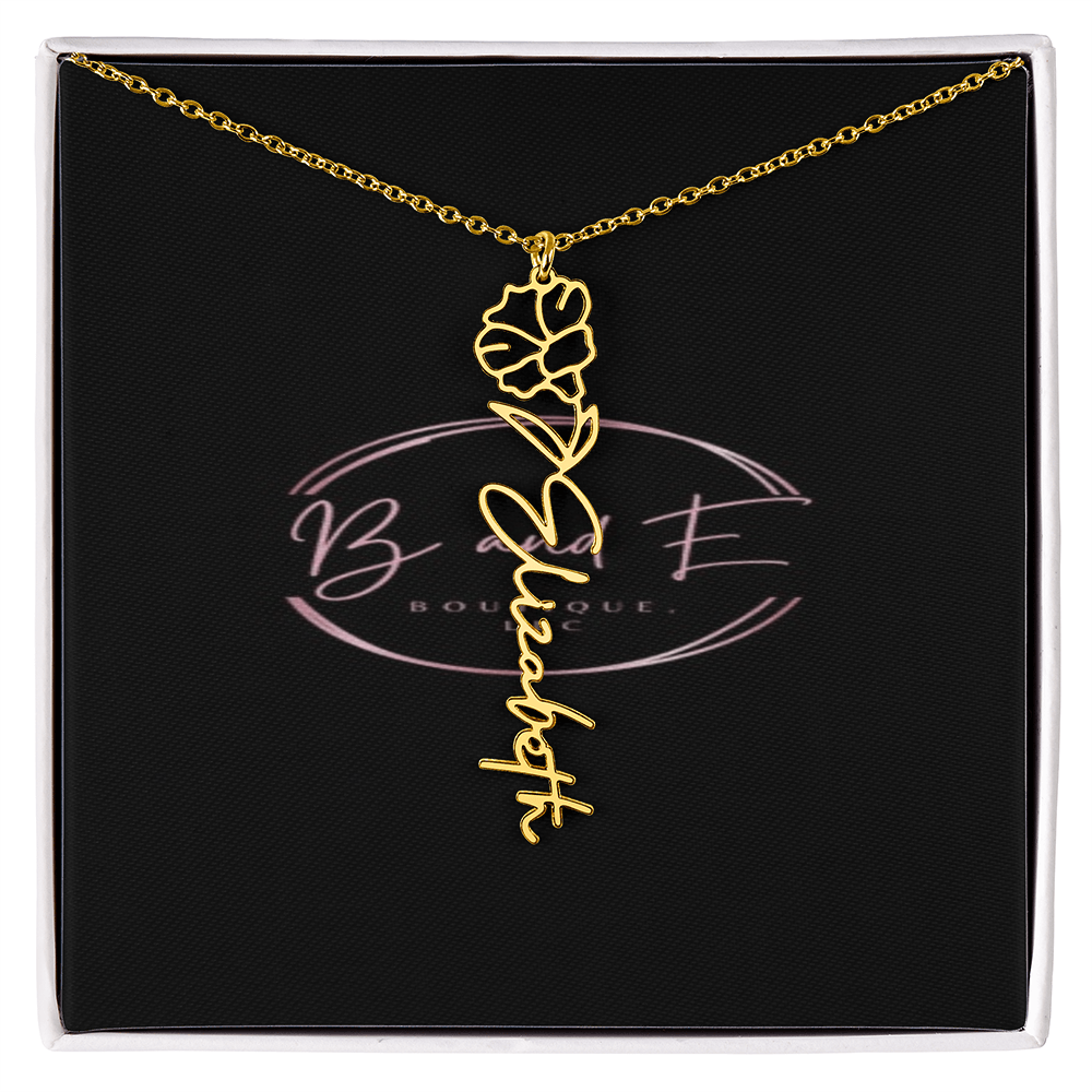 Personalized Name Necklace with birth month flower
