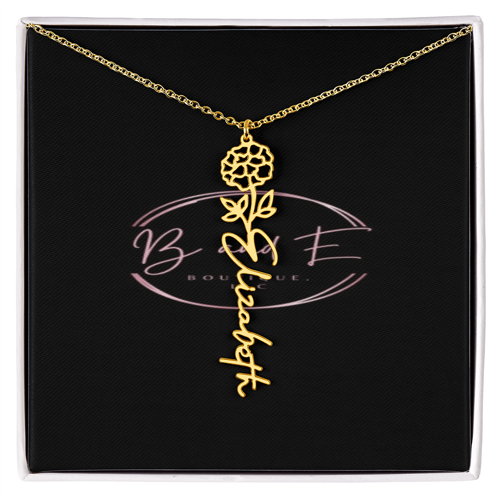 Personalized Name Necklace with birth month flower