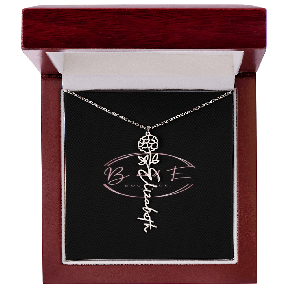 Personalized Name Necklace with birth month flower
