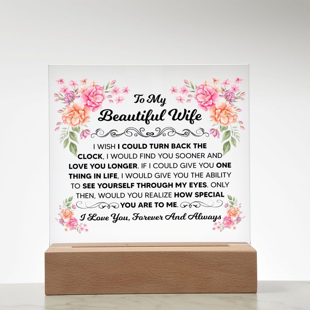 TO MY BEAUTIFUL WIFE SQUARE ACRYLIC PLAQUE