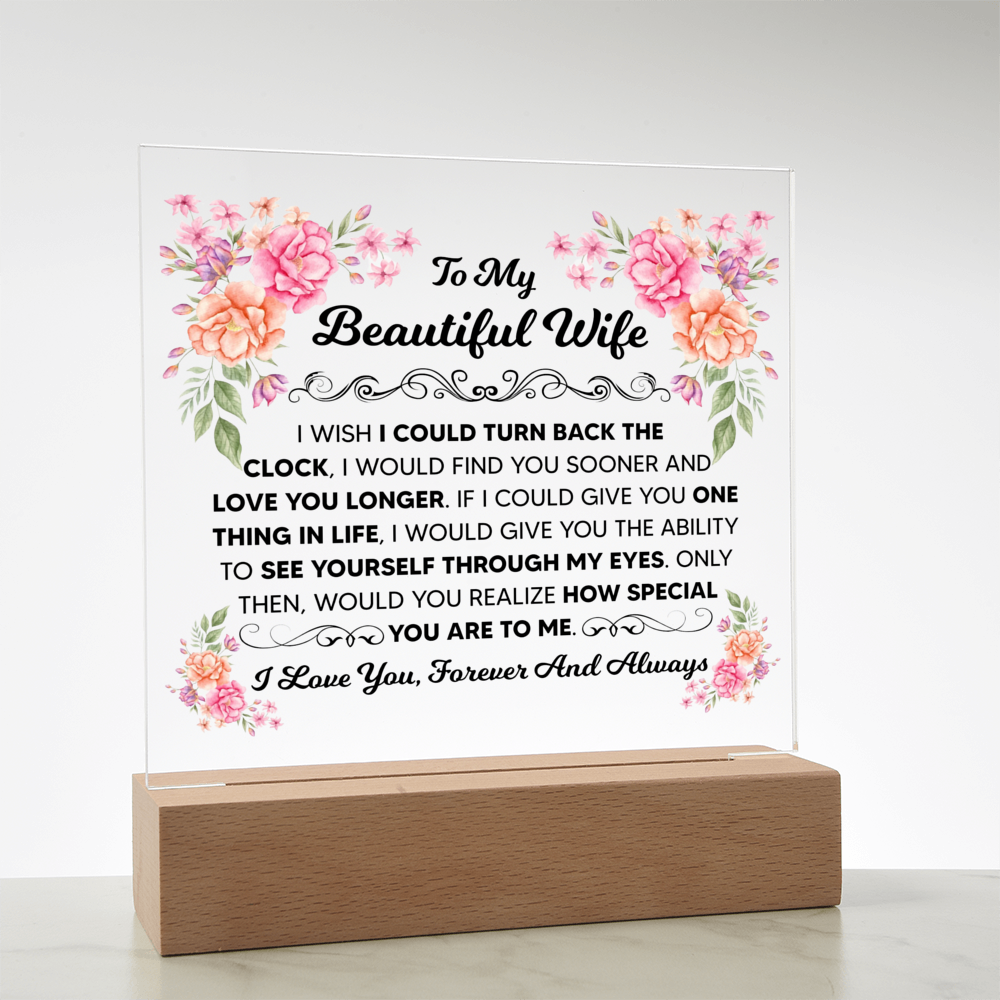 TO MY BEAUTIFUL WIFE SQUARE ACRYLIC PLAQUE
