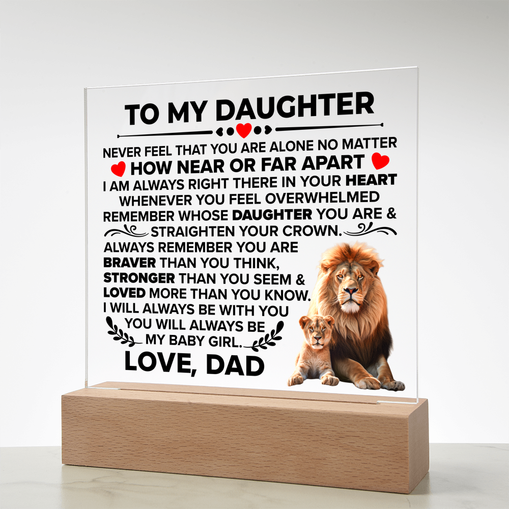 TO MY DAUGHTER BRAVER SQUARE ACRYLIC