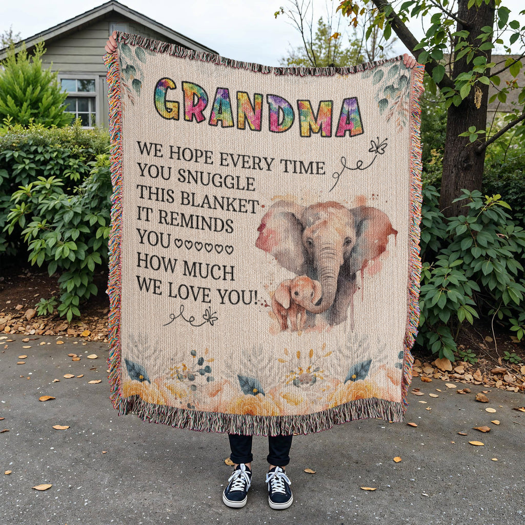 To My Grandma - Elephant Woven Blanket