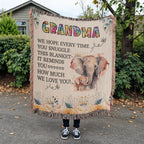 To My Grandma - Elephant Woven Blanket