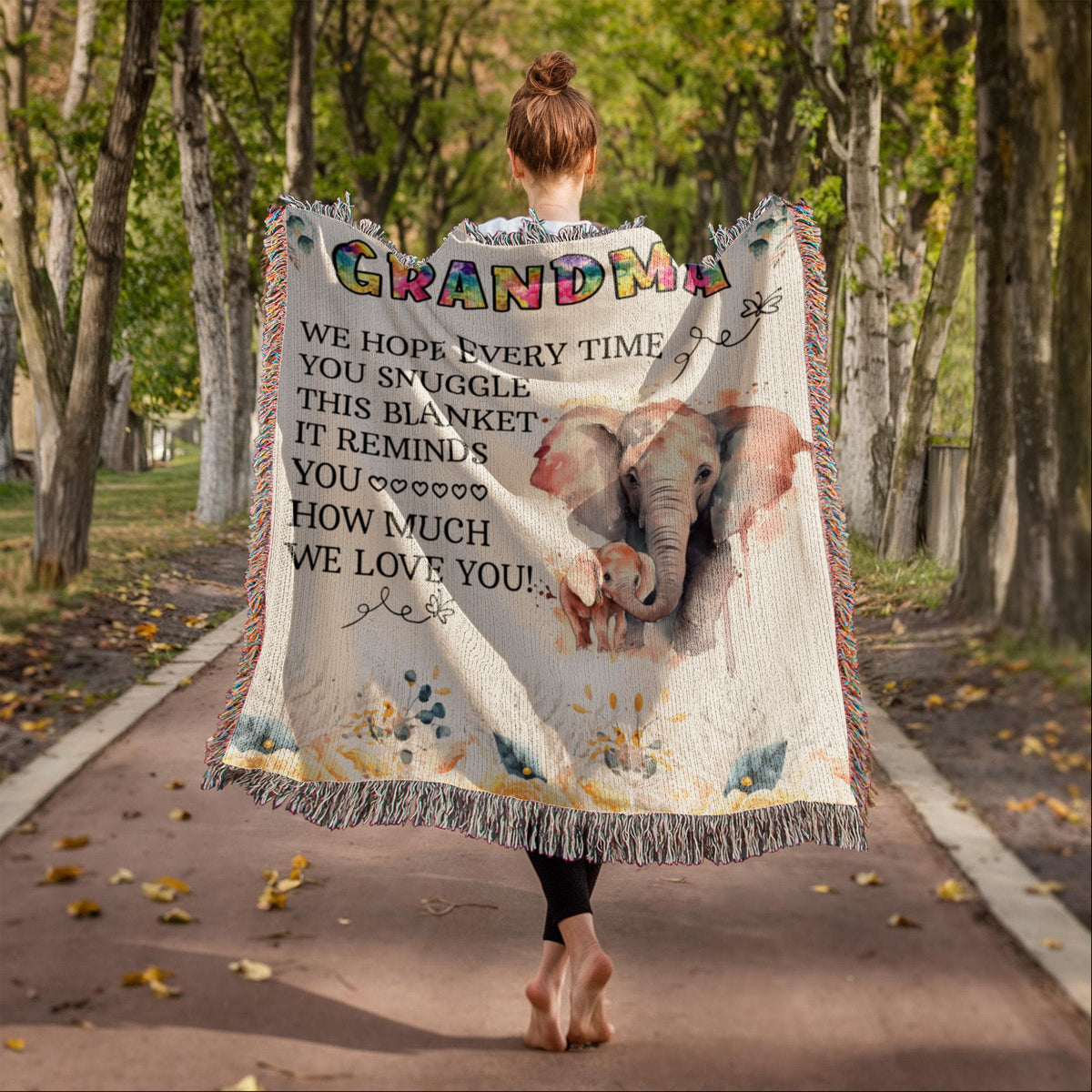 To My Grandma - Elephant Woven Blanket