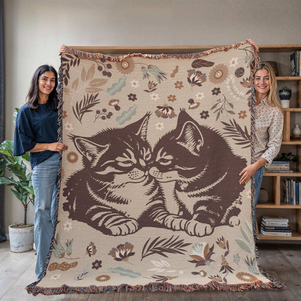 Snuggling Kitties - Woven Blanket