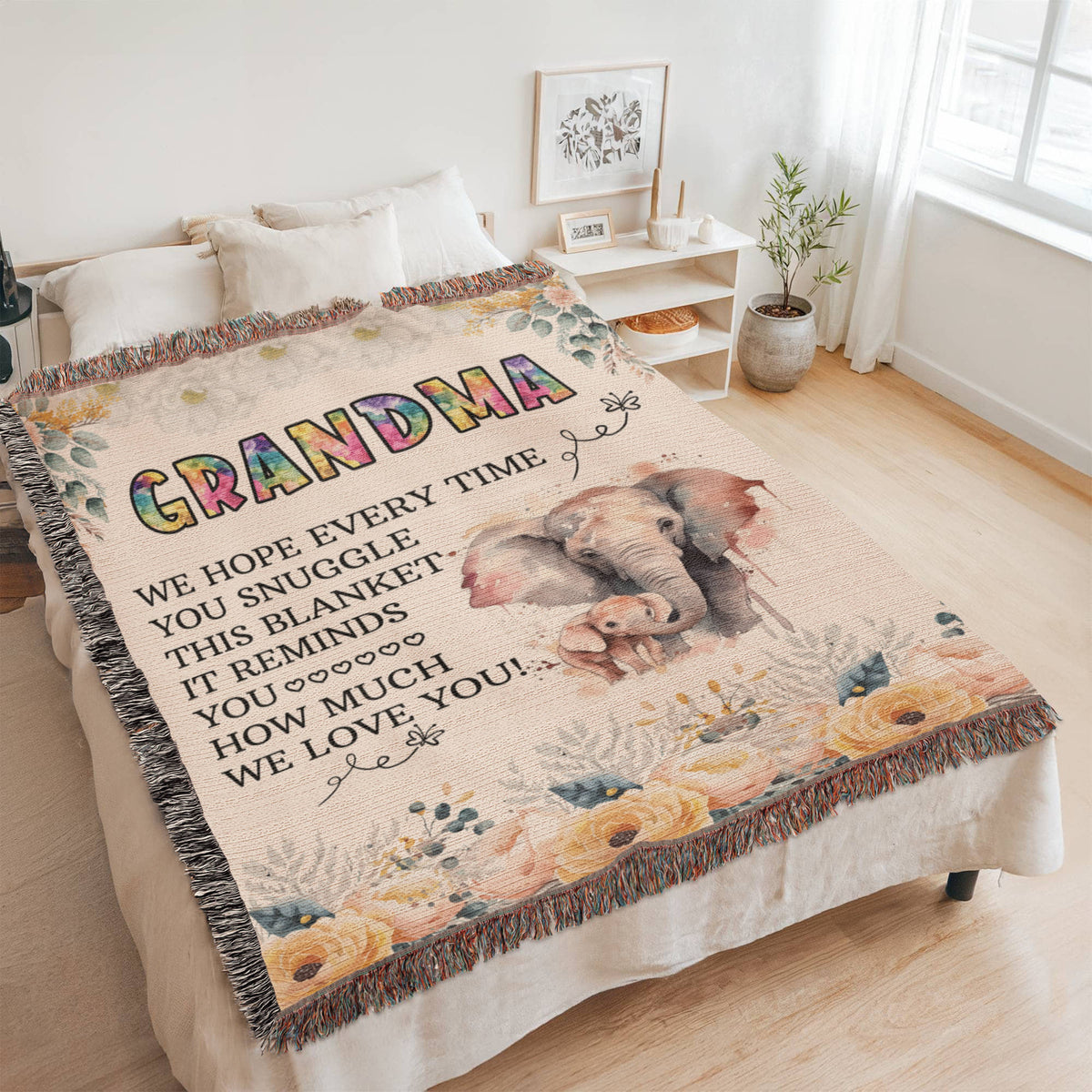 To My Grandma - Elephant Woven Blanket