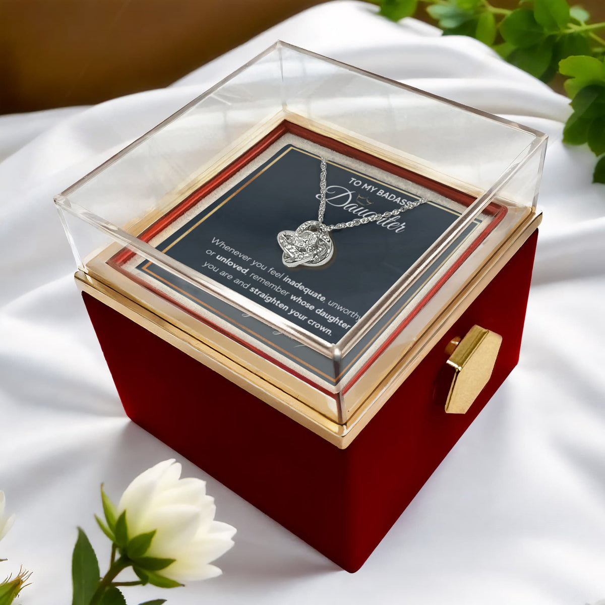 Badass Crown - Daughter Birthday Necklace with Rose Box