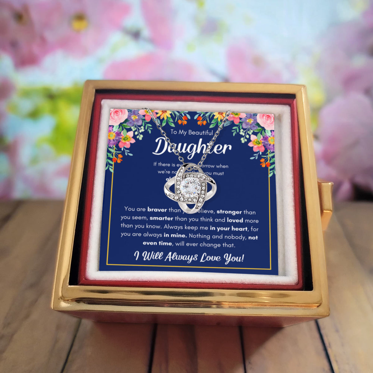 Braver Name - Daughter Birthday Necklace with Rose Box