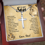 TO MY SON THIS OLD LION CROSS NECKLACE GIFT SET